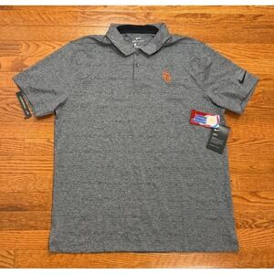 New‎ Nike USC Trojans Dri-FIT Polo Golf Shirt Mens Large Gray Heathered Stretch